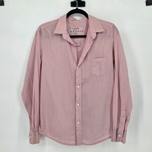 Frank & Eileen Women's Large Barry Classic‎ Button Shirt Pink Italy Fabric USA
